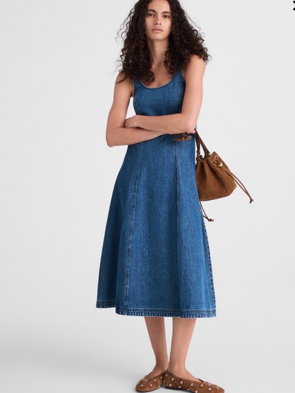 Madewell Blue Denim Scoop Neck Midi Dress Medium